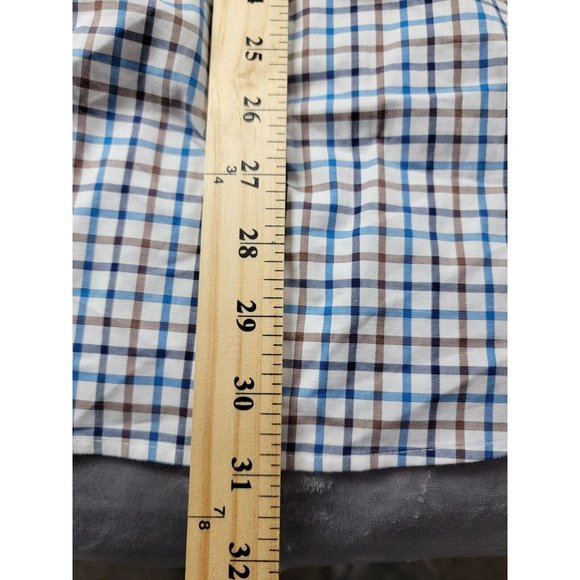 Peter Millar Men’s Large Casual Work Long Sleeve Button Stretch Shirt Plaid blue - Picture 2 of 6